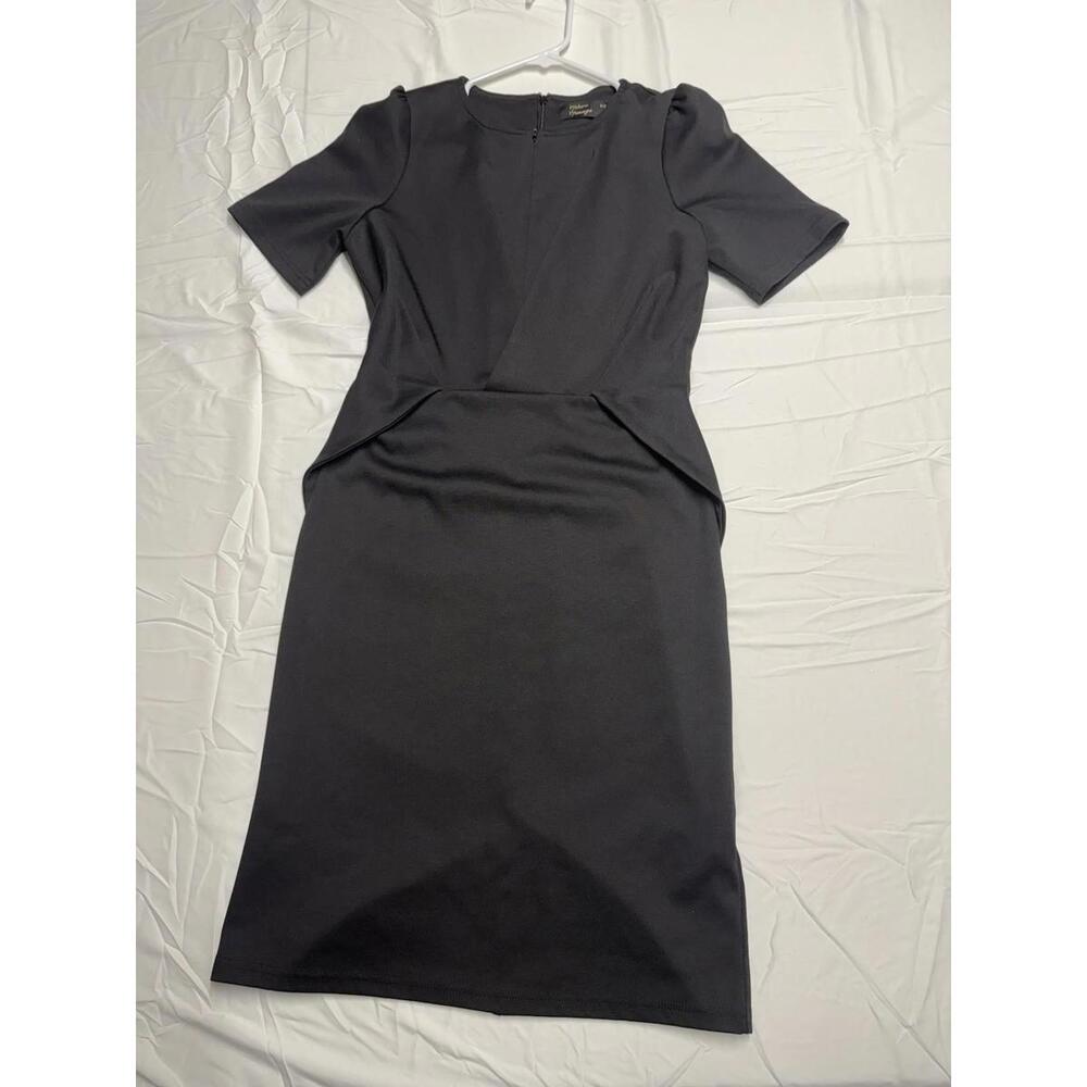 Power Glam Black Edgy Front & Back Zipper Sassy Work to Date Dress Metro Vibe - Picture 10 of 11